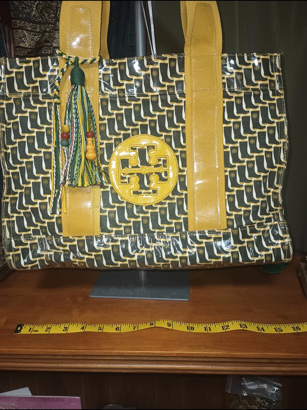 Tory Burch Yellow Logo-Emblem Tote Bag